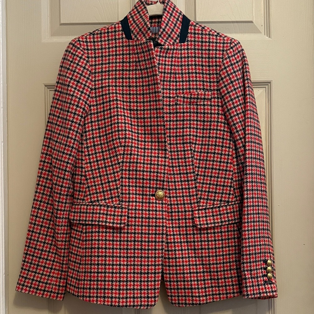 J. Crew Red, Ivory & Navy Regent  Blazer